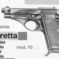 Notice en Français pour le pistolet BERETTA modèle 70