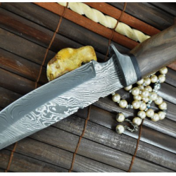 Couteau de chasse Damas et bois de Frêne (4)