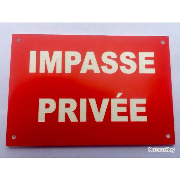 Panneau "IMPASSE PRIVE" format 200 x 300 mm fond ROUGE