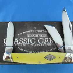 Couteau Canif Rough Rider Stockman 3 Lames Acier Carbone Manche Yellow ABS Boite Collector