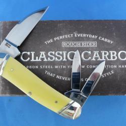 Couteau Canif Rough Rider Yellow SwayBack 3 Lames Acier Carbone Manche Yellow RR1741