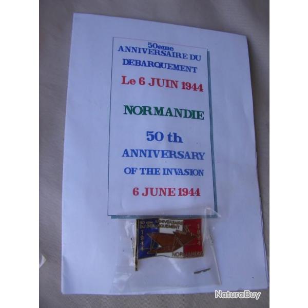 WW2/POSTWAR FRANCE PIN'S 50eme ANNIVERSAIRE DU DBARQUEMENT DE NORMANDIE DRAPEAU