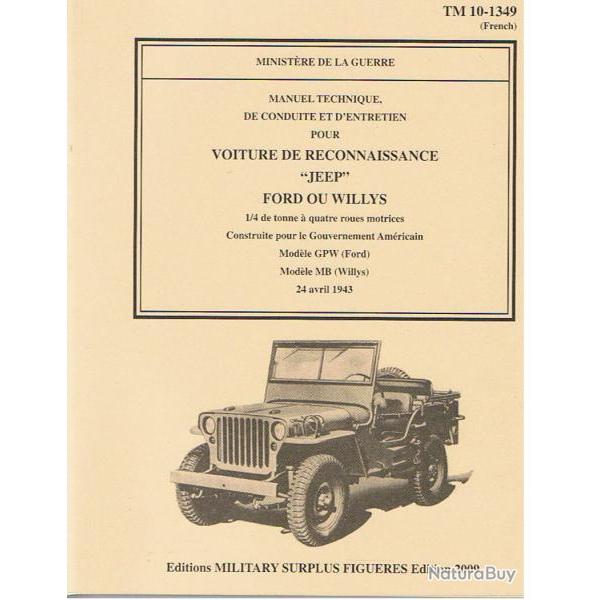 manuel technique 10-1349 de la Jeep Willys - Ford du 24 avril 1943 p3  ( MB GPW MILITARIA 4X4 )