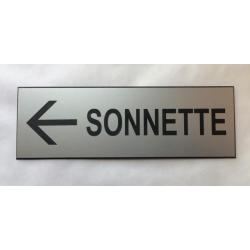 Plaque adhésive SONNETTE + FLECHE à GAUCHE Format 29x100 mm