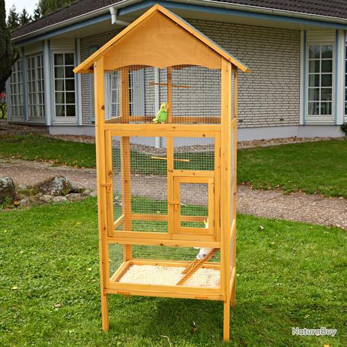 Volière - Cage à oiseaux en bois de haute qualité 72 x 63 x 168 cm