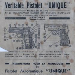 Scan du manuel d'utilisation pistolet unique calibre 7.65mm