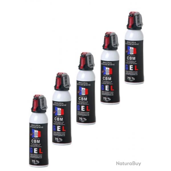 Lot de 5 Bombes Lacrymognes de Dfense GEL CS 100ML Vente Libre