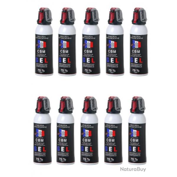 Lot de 10 Bombes Lacrymognes de Dfense GEL CS 100ML