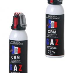 Lot de 2 Aérosols Bombes Lacrymogènes CBM GAZ CS 100 ML