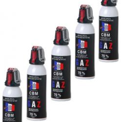 Lot de 5 Aérosols Bombes Lacrymogènes CBM GAZ CS 100 ML