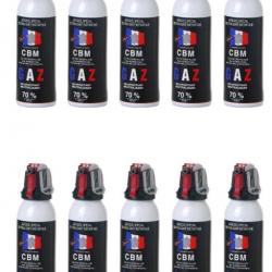 Lot de 10 Aérosols Bombes Lacrymogènes CBM GAZ CS 100 ML