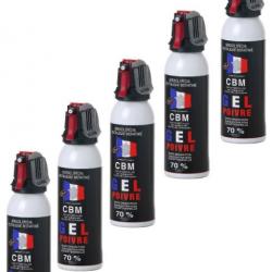 Lot de 5 Bombes Lacrymogènes de Défense GEL Poivre 100ML