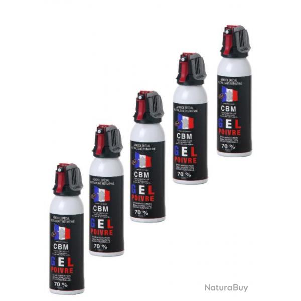 Lot de 5 Bombes Lacrymognes de Dfense GEL Poivre 100ML