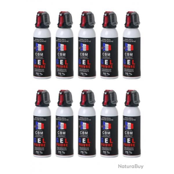 Lot de 10 Bombes Lacrymognes de Dfense GEL Poivre 100ML