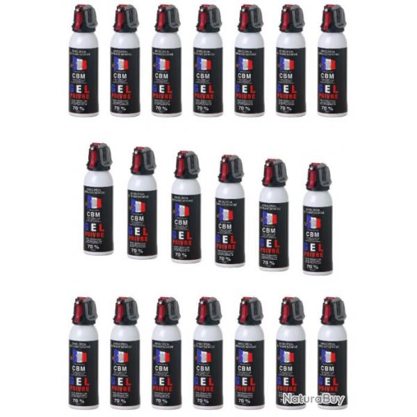 Lot de 20 Bombes Lacrymognes de Dfense GEL Poivre 100ML