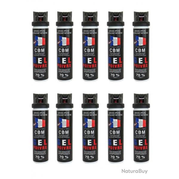 Lot de 10 Bombes Lacrymognes de Dfense GEL Poivre 75ML