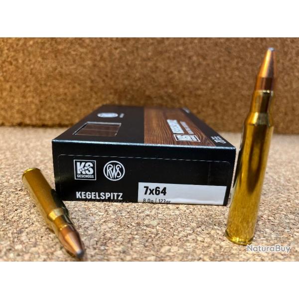 1 BOITE DE MUNITIONS CHASSE RWS CAL:  7X64 KS 8.0 gr