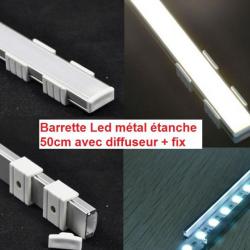Barrette métal étanche strip de LED 50 cm ! 108 Leds Chaudes 12V Diffuseur ULTRAPUISSANT