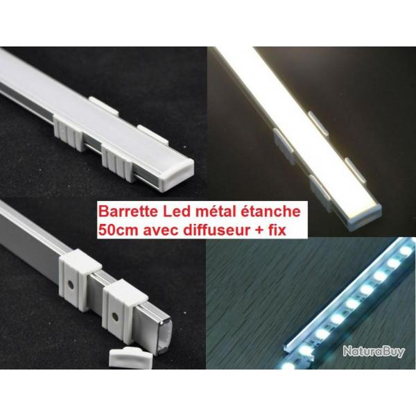 Barrette mtal tanche strip de LED 50 cm ! 108 Leds Chaudes 12V Diffuseur ULTRAPUISSANT