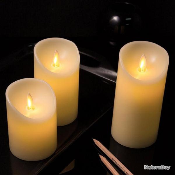 Pack de 3 - Bougie Led Vacillante - La flamme bouge vraiment ! Neuf avec piles !