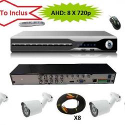 Serveur Video Surveillance AHD H264 HDD 1000 Go 8 CAMERAS 720p Haute definition