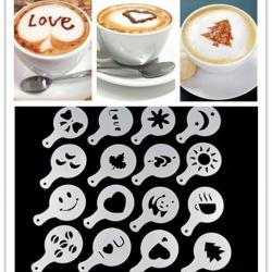 Lot de 16 ! Pochoir à café Barista Cappuccino Latte Decoration Mousse X16