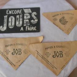 WW1 FRANCE CARTE HUMOUR " ENCORE .. JOURS A FAIRE "ET 3 EMBALLAGES PAPIER CIGARETTES A ROULER