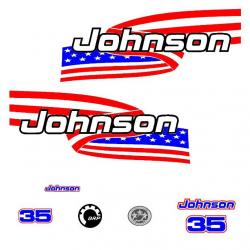 1 kit stickers JOHNSON 35 cv serie 6 - pour capot moteur hors-bord bateau autocollants decals