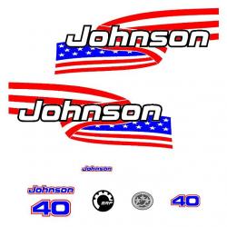 1 kit stickers JOHNSON 40 cv serie 6 - pour capot moteur hors-bord bateau autocollants decals