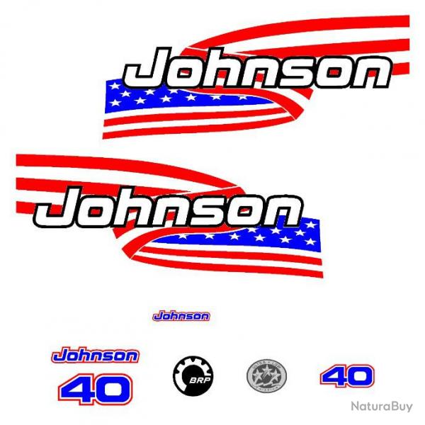 1 kit stickers JOHNSON 40 cv serie 6 - pour capot moteur hors-bord bateau autocollants decals