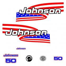 1 kit stickers JOHNSON 50 cv serie 6 - pour capot moteur hors-bord bateau autocollants decals