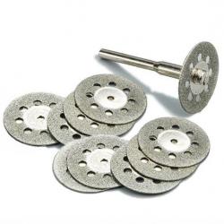 10 disques diamant diamètre 22mm + 2 mandrins inclus pour outil portatif type dremel