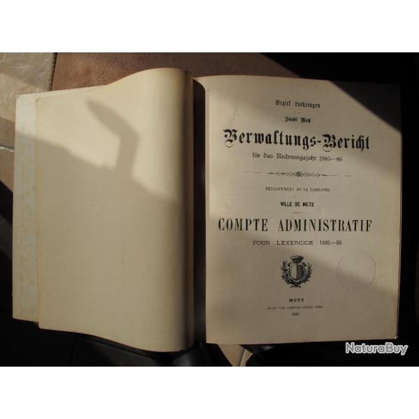 Livre de Compte Administratif de la ville de METZ 1885-86