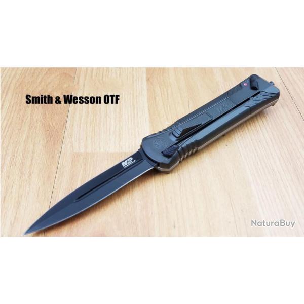 Couteau Automatique OTF Smith&Wesson M&P Lame Acier AUS-8 Manche Black Aluminium SW1092048
