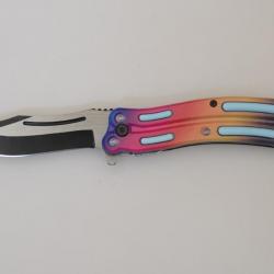 Couteau pliant automatique vague Tie and dye  lame de 10 cm