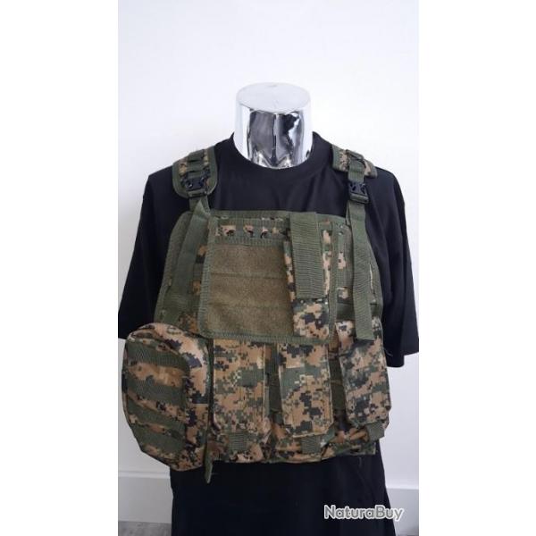gilet tactical camouflage digital -  poches amovibles