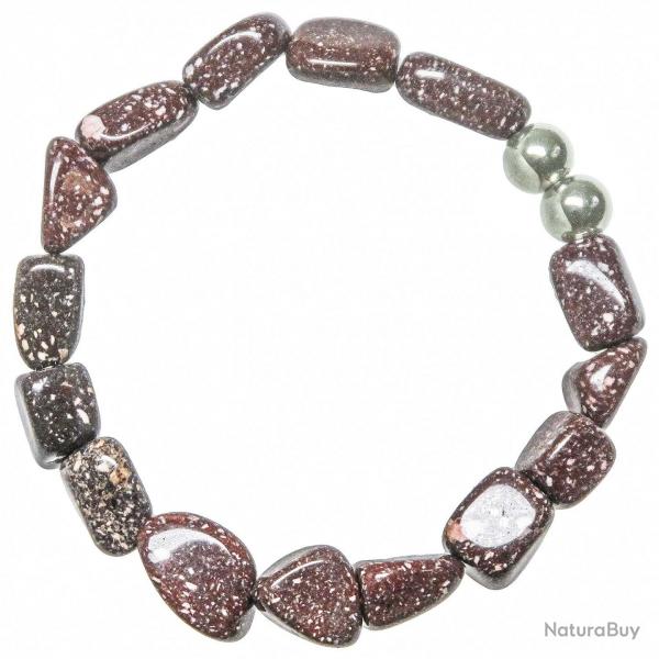 Bracelet en porphyre imprial rouge - Perles pierres roules