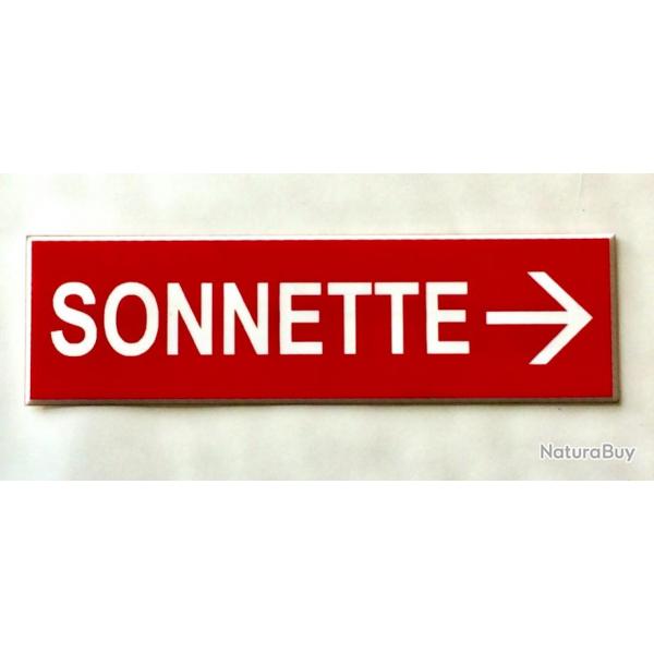 Plaque adhsive SONNETTE + FLECHE  droite rouge Format 29x100 mm