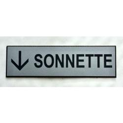plaque gravée pancarte "SONNETTE + FLECHE" EN BAS Format 50x150 mm