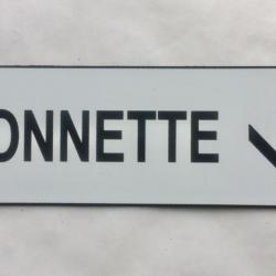 plaque gravée pancarte blanche "SONNETTE + FLECHE EN BAS Format 50x150 mm