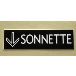 plaque gravée pancarte noire "SONNETTE + FLECHE EN BAS Format 50x150 mm
