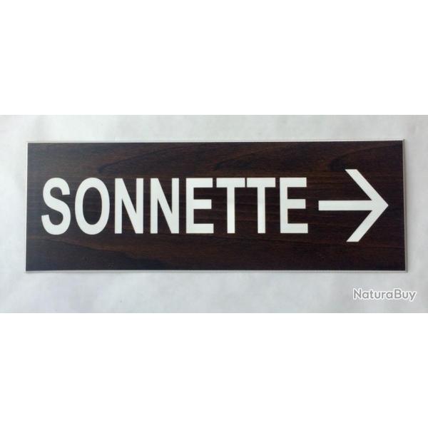 plaque grave pancarte noyer "SONNETTE + FLECHE  DROITE Format 50x150 mm