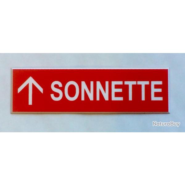 plaque grave pancarte rouge "SONNETTE + FLECHE en haut Format 50x150 mm