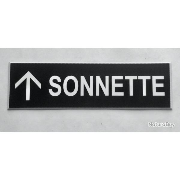 plaque grave pancarte noire "SONNETTE + FLECHE en haut Format 50x150 mm