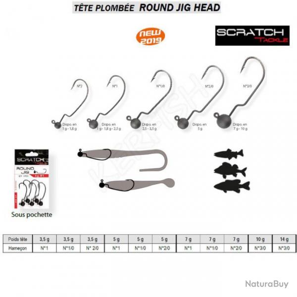 TTE PLOMBE ROUND JIG HEAD SCRATCH TACKLE 3.5 g 1/0