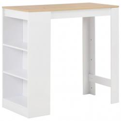 Table haute mange debout bar bistrot avec étagère blanc 110 cm 0902052