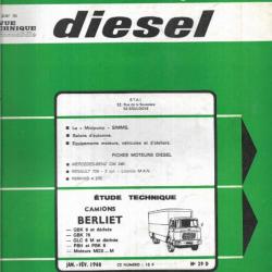 camions berliet gbk-glc janvier-février 1968, revue technique diesel etai