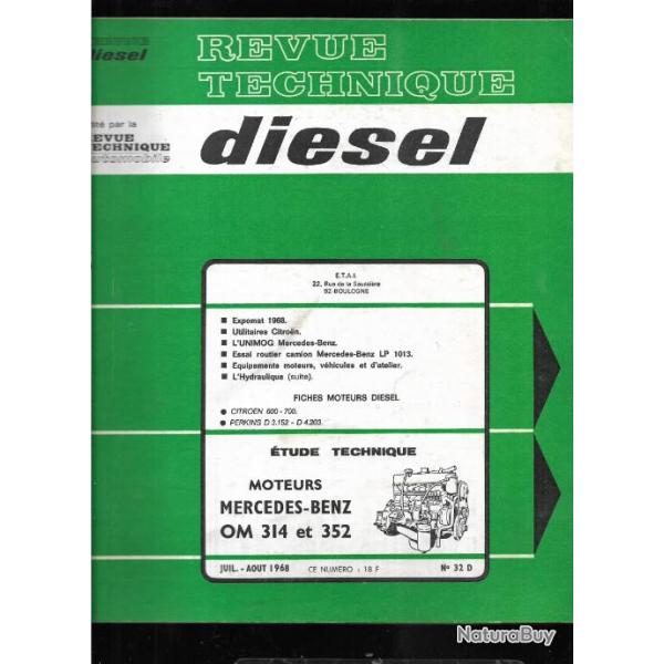 moteurs mercds benz om 314 et 352, juillet-aout 1968 revue technique diesel etai