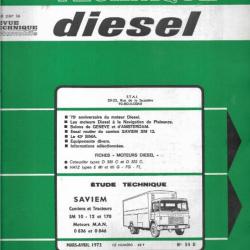saviem camions et tracteurs sm 10 12 et 170 moteurs man revue technique diesel etai mars avril 1972