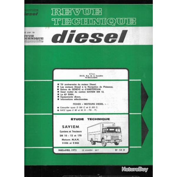 saviem camions et tracteurs sm 10 12 et 170 moteurs man revue technique diesel etai mars avril 1972